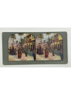 Antique T W Ingersoll Stereoview 1387 Luxor Egypt Street Scene Stereo Card  L-1